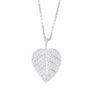 Leaf diamond pendant in 18k white gold