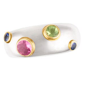 Tiffany & Co Etoile ring in sterling silver & 18k with pink tourmaline, peridot & sapphires