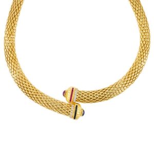 Flexible choker 18k yellow gold necklace