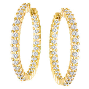 Diamond hoops with app. 3.00 caarts in diamonds in 18k