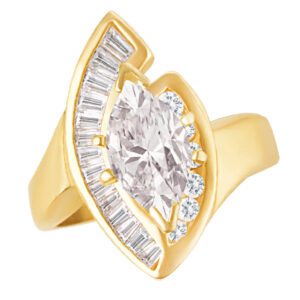 Marquise diamond ring in 14k yellow gold. Approx. 1.61 ct marquise (I, I1).