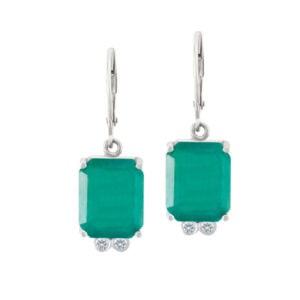 Emerald & diamond earrings in white gold