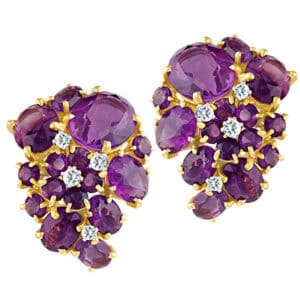 Amethyst & diamond earrings in 14k