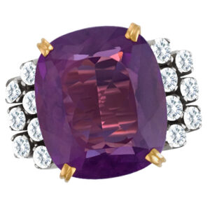 Amethyst & diamond ring in 18k