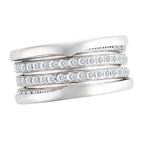 Bvlgari B.Zero1 two rows of diamonds ring in 18k white gold; size 6.