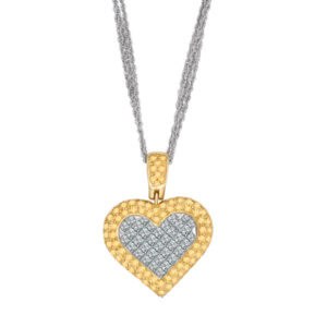 Heart pendant in 14k white & yellow with white & fancy yellow diamonds