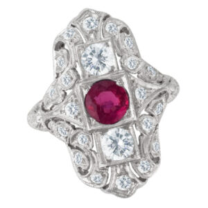 Platinum Diamond and ruby ring