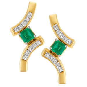 Emerald & diamond earrings in 18k