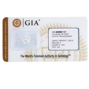 GIA Certified Loose Diamond - 1.66 cts (F Color, VS1 Clarity)