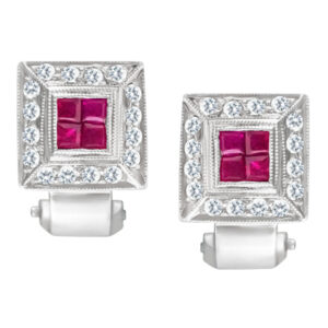 Diamond and ruby earrings in 18k white gold