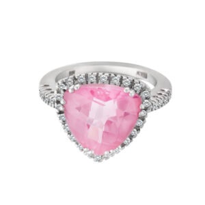 Pretty in pink ring in 14k white gold with diamond accents