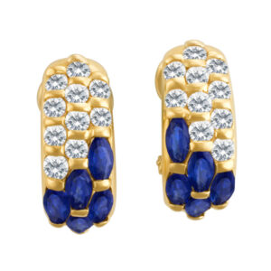 diamond & sapphire earrings in 18k w/ approx. 1 carat in round diamonds and 1 ct in marquise sapphir