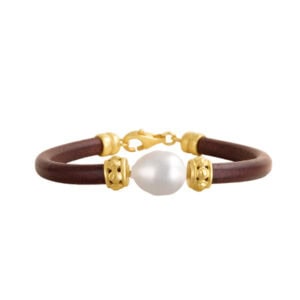 South Sea Pearl and leather cord bracelet