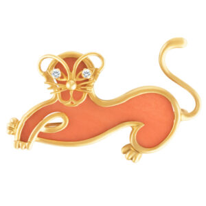 Cat brooch in 18k