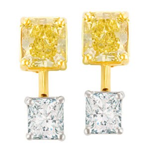 GIA Certified Earrings - Fancy Intense Yellow 1.16 cts (VS1 Clarity) and 1.19 cts (VVS2 Clarity)