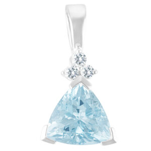 Aquamarine & diamond pendant in 14k white gold