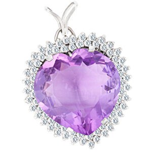 Heart shaped amethyst & diamond pendant w/ platinum chain