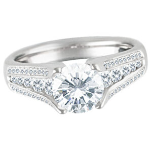 Designer Ritani "Royal Crown" platinum diamonds semi-mounting with approx. 0.75 Cubic Zirconia center Stone