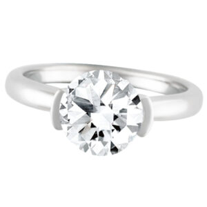 Ritani 18k white gold mounting to hold 2.00ct round center diamond. (Diamond not included)