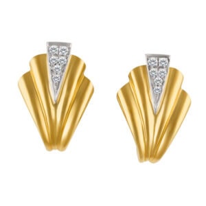 Flared Diamond earrings in 18k yellow & white gold