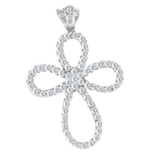 Diamond bubble cross in 14k white gold