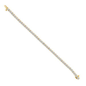 Diamond line bracelet in 14k yellow gold.