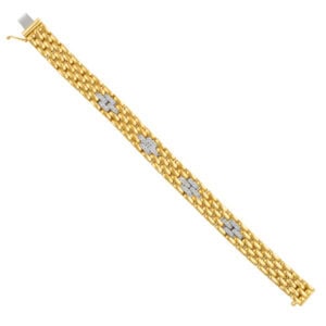 Mayors "Panthere Style" bracelet in 18k yellow gold with pave diamonds