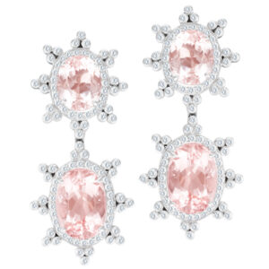 Morganite & diamond earrings in 18k white gold