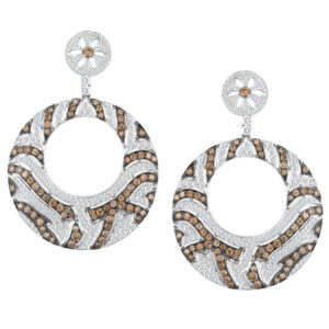 Cognac & white diamond earrings