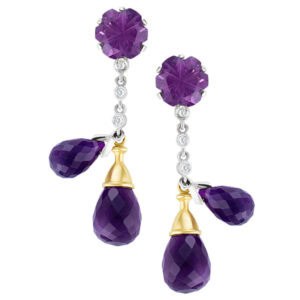 Diamond and amethyst earrings in 14k