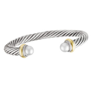 David Yurman 14k & sterling silver cable pearl bracelet