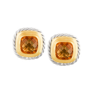 Citrine earrings in 14k white & yellow gold