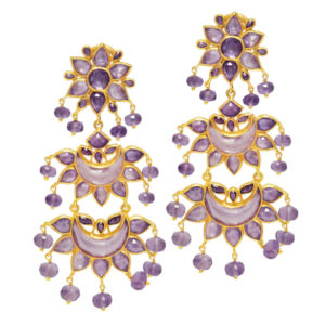 Chandeleir flower earrings in 18k