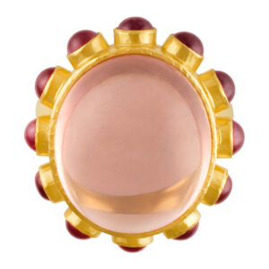 pink & light purple cabachon stone ring in 18k