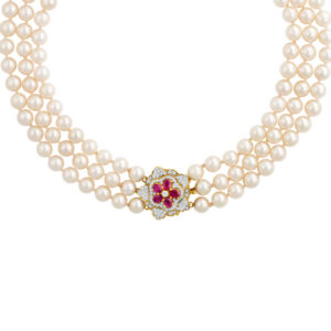 Three strand cultured pearl necklace