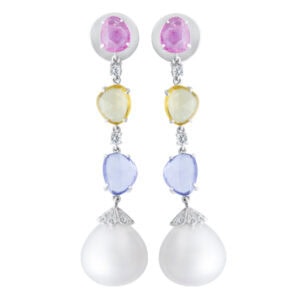 Pearl & Multi sapp Earrings