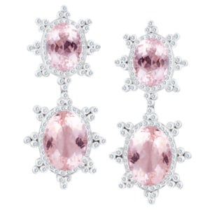 18K Morganite Earrings, 2.68 cts in diamonds & 25.57 cts in morganites