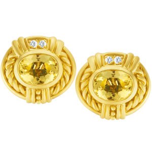 Judith Ripka citrine & diamond earrings in 18k