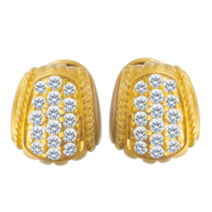 Judith Ripka 18k diamond huggie earrings in 18 yellow gold. 0.30cts in diamonds