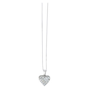 Diamond heart necklace in 14k white gold. 1.00 carats in diamonds