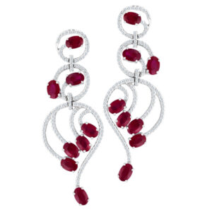 Ruby & diamond earrings in 18k white gold