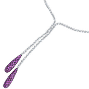 Diamond lariat neckalce in 18k white gold