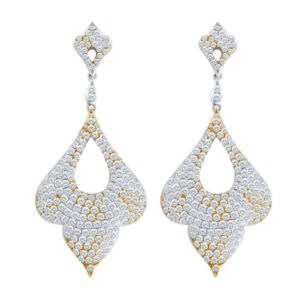 Adorable Pave Diamond Earring in 18k yellow and white gold with app 7 cts in round diamonds