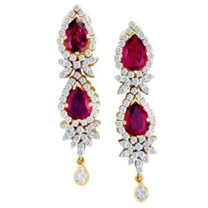 Glamorous Ruby and Diamond Earring in 18k