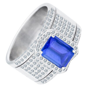 18k white gold ring with tanzanite stone and diamond setting