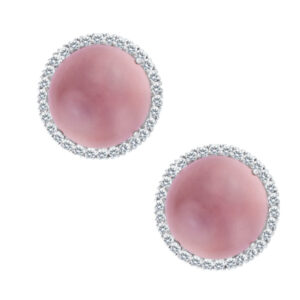 Rose quartz earrings in 18k white gold