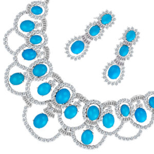 Turquoise Set (Necklace & Earrings) - 26.97 Carats In Diamonds