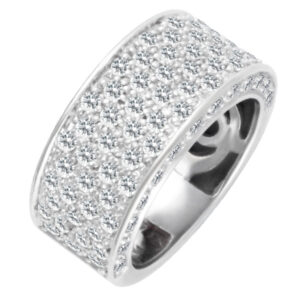 Thick & wide Diamond Eternity Band and Ring in 18k white gold with over 1ct in diamonds, size 5.5