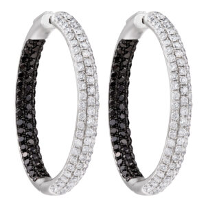 Diamond hoops earrings with black & white diamonds