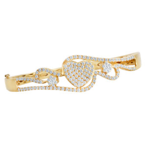 Heart Diamond Bangle In 14k yellow gold